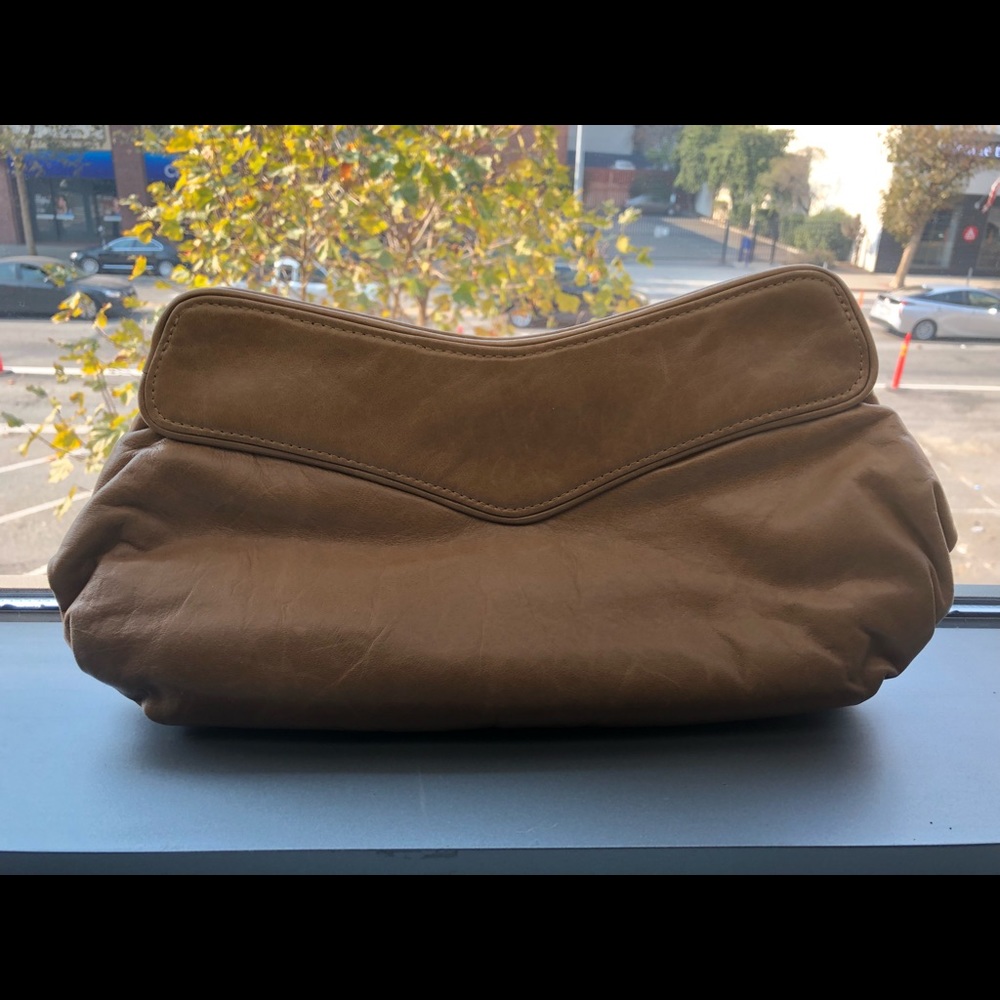 Lauren Merkin camel leather clutch